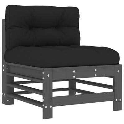 6-delige Loungeset met kussens massief hout grijs