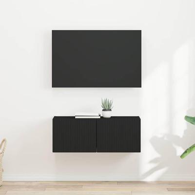 TV Wandkast 2 pcs Zwart 60 x 31 x 29.5 cm Bewerkt hout TV Wandkast 2 pcs Zwart 60 x 31 x 29.5 cm Bewerkt hout