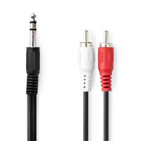 Stereo-Audiokabel | 6,35 mm Male - 2x RCA Male | 2,0 m | Zwart - thumbnail