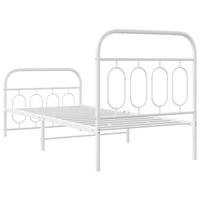 Bedframe met hoofd- en voeteneinde metaal wit 90x200 cm - thumbnail