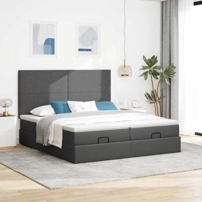 Ottoman bed met matrassen 180x200cm stof donkergrijs