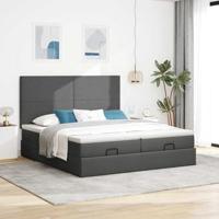 Ottoman bed met matrassen 180x200cm stof donkergrijs - thumbnail