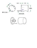 STAR voordeurknop 50mm op rozet, rvs mat - thumbnail