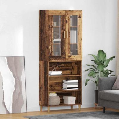 Hoge kast Oud Hout 69,5 x 34 x 180 cm Geengineerd Hout en Glas