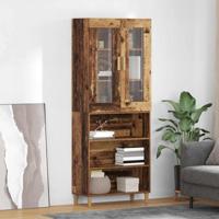 Hoge kast Oud Hout 69,5 x 34 x 180 cm Geengineerd Hout en Glas - thumbnail