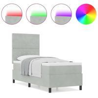 Boxspring bed met matras Lichtgrijs 80 x 200 cm Fluweel - thumbnail