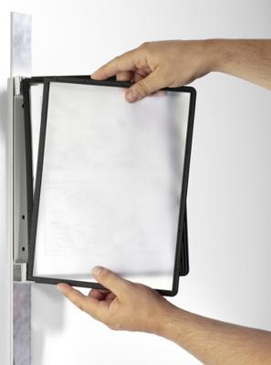 Durable Wandhouder | 5 zichtpanelen | zwart | met profielframef. | 1 stuk - 591401 591401