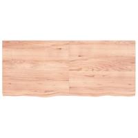 Tafelblad 140x60x(2-4)cm behandeld massief eikenhout lichtbruin - thumbnail