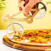 Houten fiets pizzasnijder - thumbnail