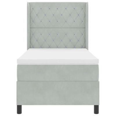 Boxspringbed met matras fluweel lichtgrijs 100x200 cm