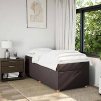 Boxspring met matras stof donkerbruin 90x190 cm - thumbnail