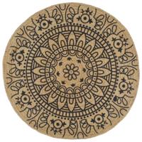 VidaXL Vloerkleed handgemaakt met donkerblauwe print 150 cm jute - thumbnail