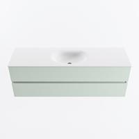 MONDIAZ VICA 150cm badmeubel onderkast Greey 2 lades. Wastafel MOON midden zonder kraangat, kleur Talc. - thumbnail