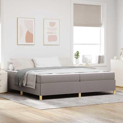 Boxspring bed met matras Taupe en Wit 200 x 200 cm Stof