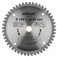 Wolfcraft Handcirkelzaagblad | HM | 48 Zähne | Ø160 x 20/16mm | 1 stuk - 6620000 - thumbnail