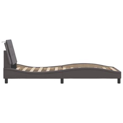Bedframe met LED-verlichting kunstleer grijs 140x200 cm - thumbnail