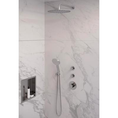 Inbouw Regendouche Set Brauer Brushed Edition Gebogen Wanduitloop Ronde Hoofddouche 30 cm Met Twee Stopkranen en Handdouche 3 Standen RVS Look Brauer