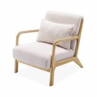 sweeek - Scadinavische fauteuil van hout en bouclé stof, Lorens - thumbnail