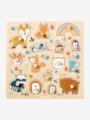 Knopenpuzzel Les amis de la forêt in FSC®-hout sinaasappel