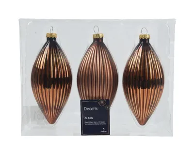 Decoris kerstornament glas olijf 3st Espresso 13cm