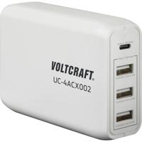 VOLTCRAFT UC-4ACX002 USB-oplader 62 W 1x USB-C, 3x USB-A USB PD Wit Binnen - thumbnail