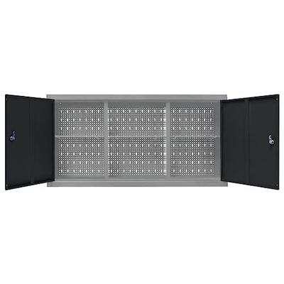 VidaXL Gereedschapskast voor aan de wand metaal grijs en zwart VidaXL Gereedschapskast voor aan de wand metaal grijs en zwart