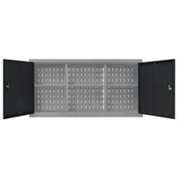 VidaXL Gereedschapskast voor aan de wand metaal grijs en zwart - thumbnail