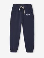 Joggingbroek van molton met verstelbare taille marineblauw - thumbnail