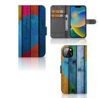 iPhone 14 Plus | Book Style Case | Wood Heart - Cadeau voor je Vriend - thumbnail