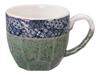 Handgemaakte Mok - Groen/Wit 300ml - 8,7 x 8cm Handgemaakte Mok - Groen/Wit 300ml - 8,7 x 8cm