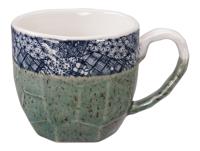 Handgemaakte Mok - Groen/Wit 300ml - 8,7 x 8cm - thumbnail