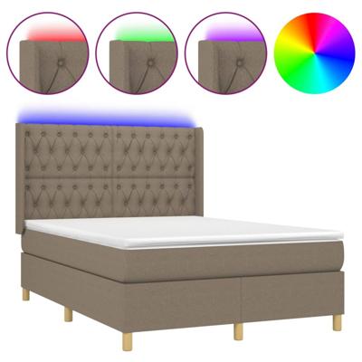 Boxspring met matras en LED stof taupe 140x190 cm