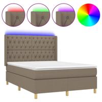 Boxspring met matras en LED stof taupe 140x190 cm - thumbnail