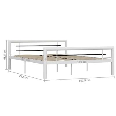 Bedframe metaal wit en zwart 160x200 cm