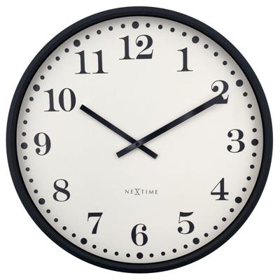 Wandklok 50 cm - Geruisloos - Zwart/wit - Plastic - NeXtime 'Dickens Large' Wandklok 50 cm - Geruisloos - Zwart/wit - Plastic - NeXtime 'Dickens Large'