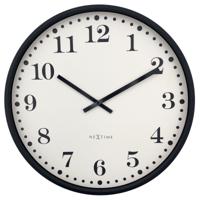 Wandklok 50 cm - Geruisloos - Zwart/wit - Plastic - NeXtime 'Dickens Large' - thumbnail