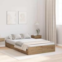 Opbergbedframe met lade artisanaal eikenkleurig 120 x 200 cm - thumbnail