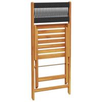 Bistrostoelen 2 st massief acaciahout en polypropeen zwart - thumbnail