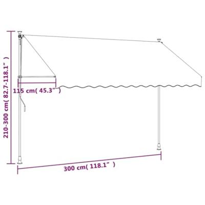 Luifel uittrekbaar 300x150 cm stof en staal crmekleurig - thumbnail