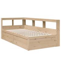 Bed met boekenkast zonder matras massief grenenhout 90x190 cm - thumbnail