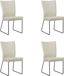 Set van 4 Crème leren industriële eetkamerstoelen Mate - Toledo Leer Nebbia (crème leer)