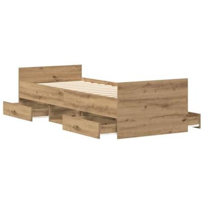 Bedframe zonder matras spaanplaat artisanaal eikenkleurig