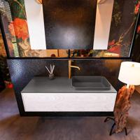 Badkamermeubelset Mondiaz Erin 120 cm met 1 Lade met RIDGE Wastafel Rechts Dark grey met 1 kraangat Greeploos Mat Underlayment - thumbnail