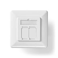 Netwerk Wanddoos | Inbouw | 2 x RJ45 Female | CAT6a | Recht | Goud Verguld | PVC | Wit - thumbnail
