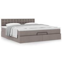 Ottoman bed met matras 160x200cm stof taupe - thumbnail