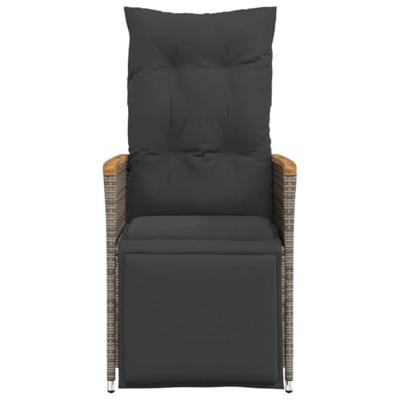 Tuinstoelen 2 st verstelbaar met kussens poly rattan grijs