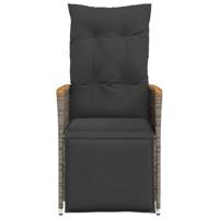 Tuinstoelen 2 st verstelbaar met kussens poly rattan grijs - thumbnail