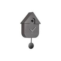 Wall Clock Modern Cuckoo Metallic Dark Grey - thumbnail