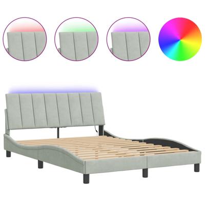Bedframe met LED-verlichting fluweel lichtgrijs 160x200 cm