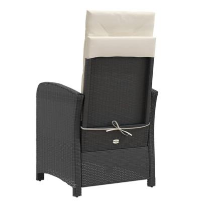 Tuinstoelen 2 st verstelbaar met voetensteun poly rattan zwart - thumbnail